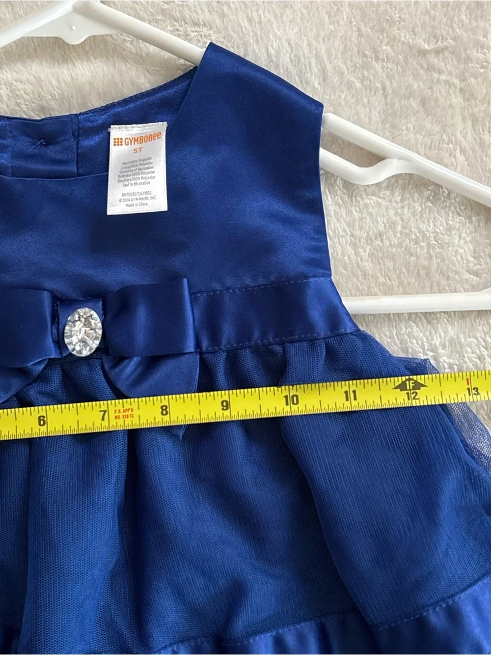 Gymboree Girls Blue Tiered Party Dress with Bow Accent